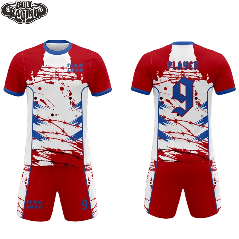 inkjet red white design full prinitng sportswear maker design my own sublimation football jersey