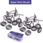 20 штук 25x3 мм металлическая ручка Сталь щетки колеса провода для мини-дрели роторные инструменты удаления ржавчины металла Dremel полировальная щетка