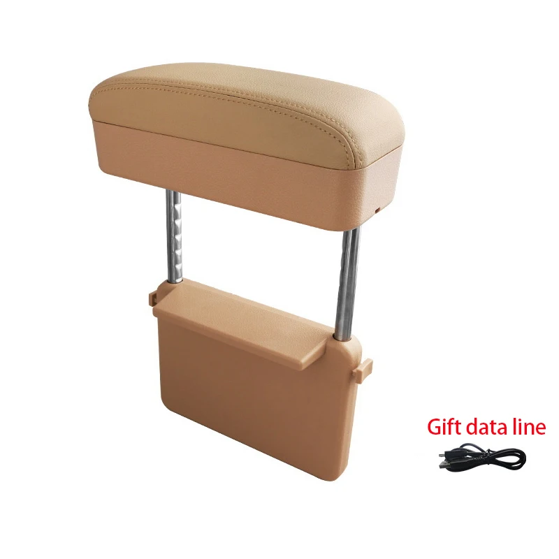 Beige Armrest Универсальный автомобильный подлокотник, поддерживающие подушечки, регулируемый автомобильный локоть, авто консоль, боковой Органайзер с беспроводной зарядкой, коробка для хранения - Название цвета: Beige Armrest