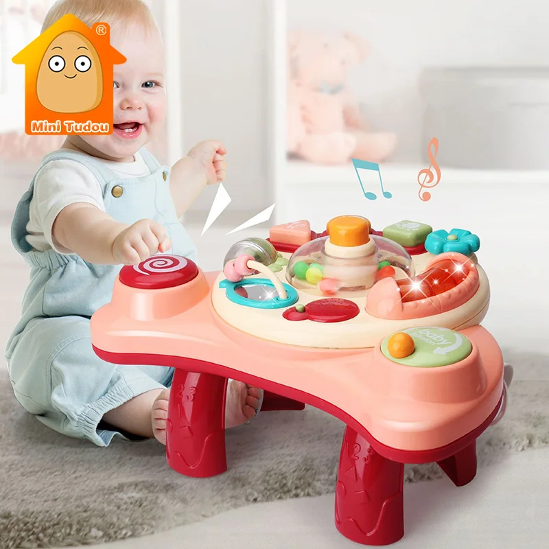 

Baby Musical Toy Activity Musical Learning Table Plastic Electronic Music Light Up Desk Games Early Educational Toy For Infant