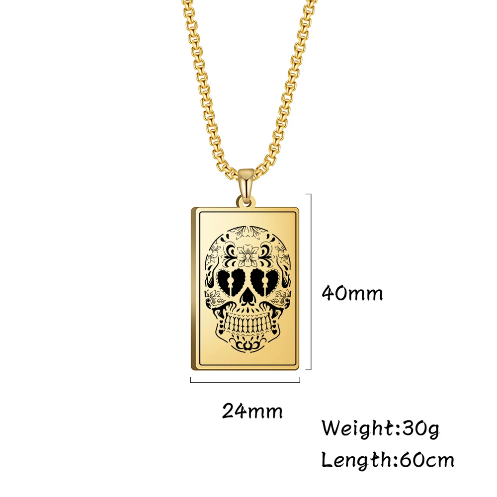 

My Shape Skeleton Heart Rectangle Pendant Necklace for Men Women 316L Stainless Steel Link Box Chain 2021 New Fashion Jewelry