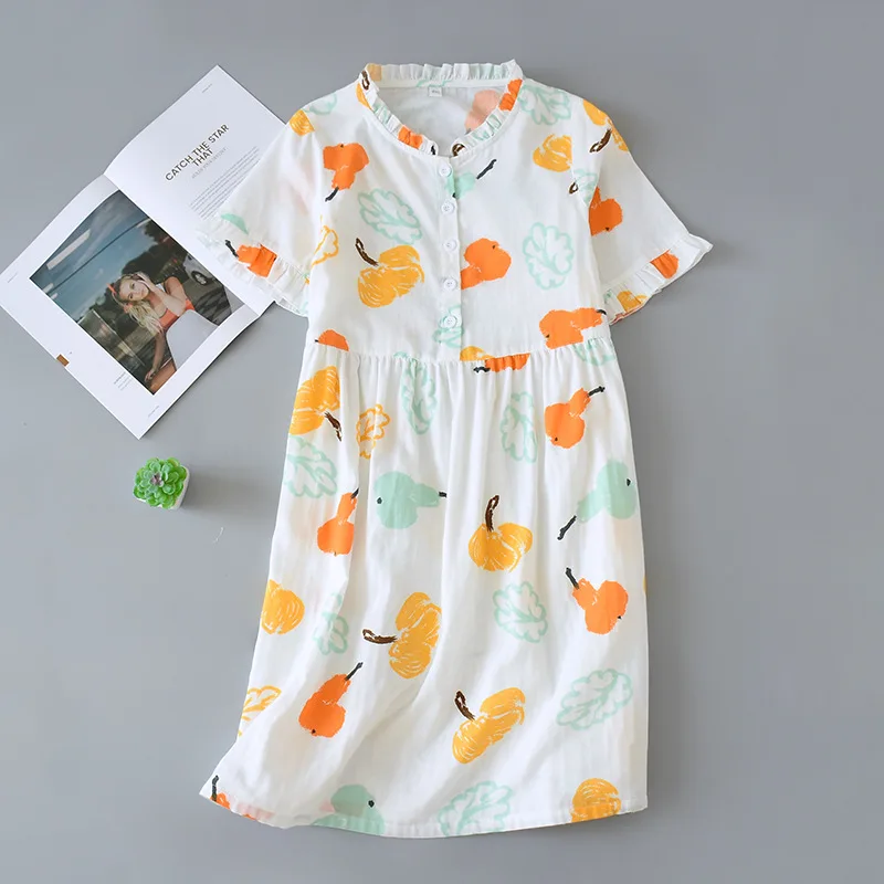 Ночная рубашка женская из 100% хлопка с принтом коротким рукавом | Женская одежда