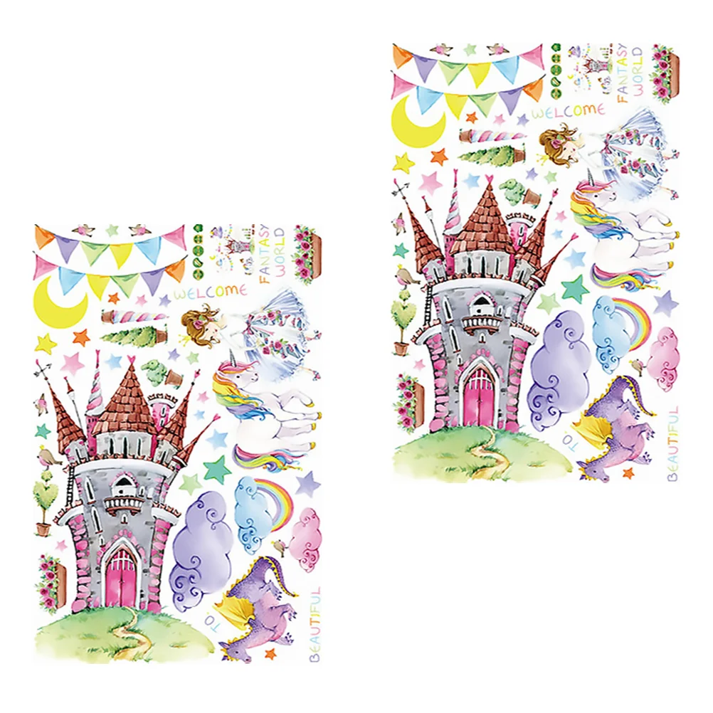 

2 листа креативных мультяшных наклеек на стену сказочная Детская комната Наклейка на стену