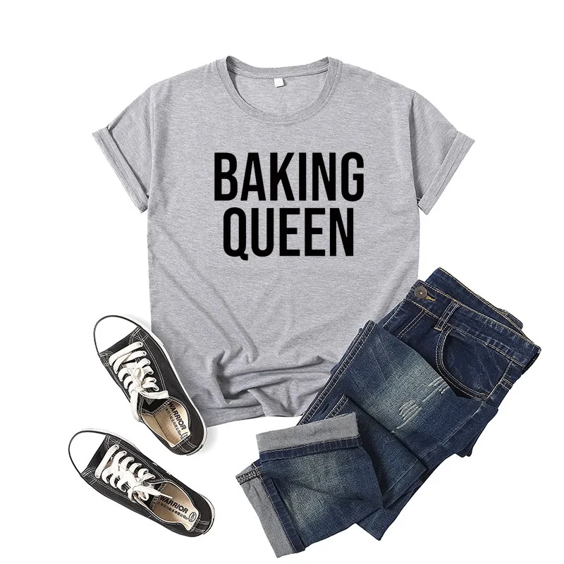 

Baking Queen Letter Print Women T Shirt Short Sleeve O Neck Loose Women Tshirt Ladies Tee Shirt Tops Clothes Camisetas Mujer