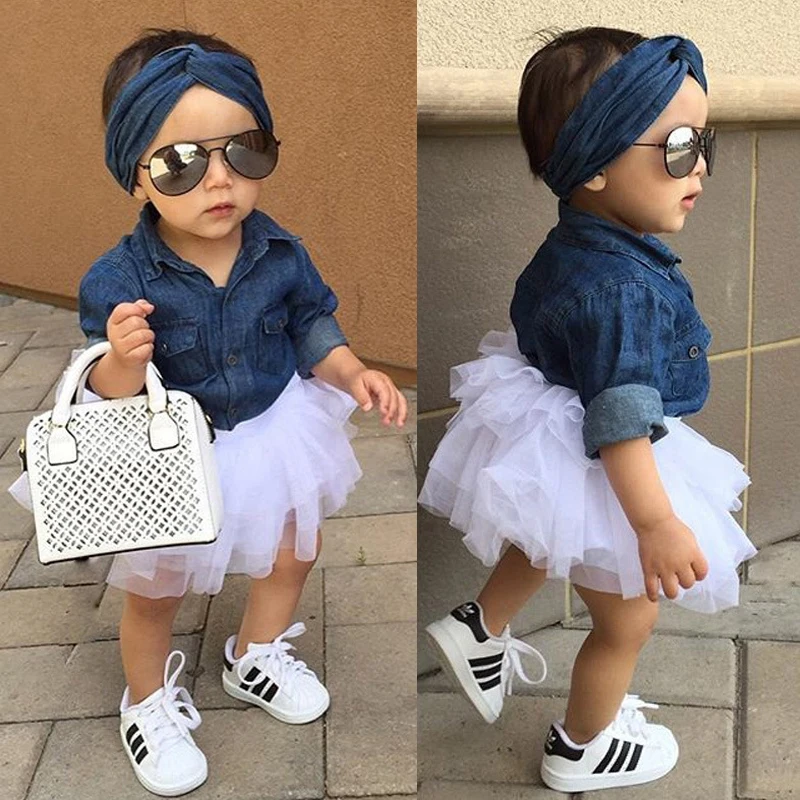 Костюмы для малышей от 1 года до 4 лет комплекты детской одежды джинсовая Блуза