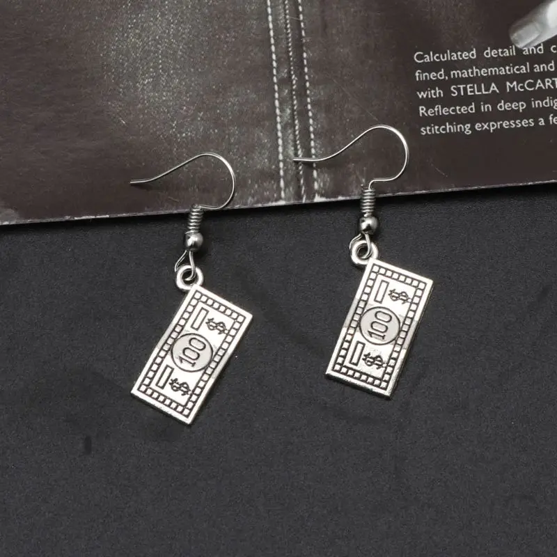 

Creative Antique Silver Handcuffs Blade Tooth Brush Coat Hanger Dollar Drop Earrings Women Creativity Fashion Jewelry