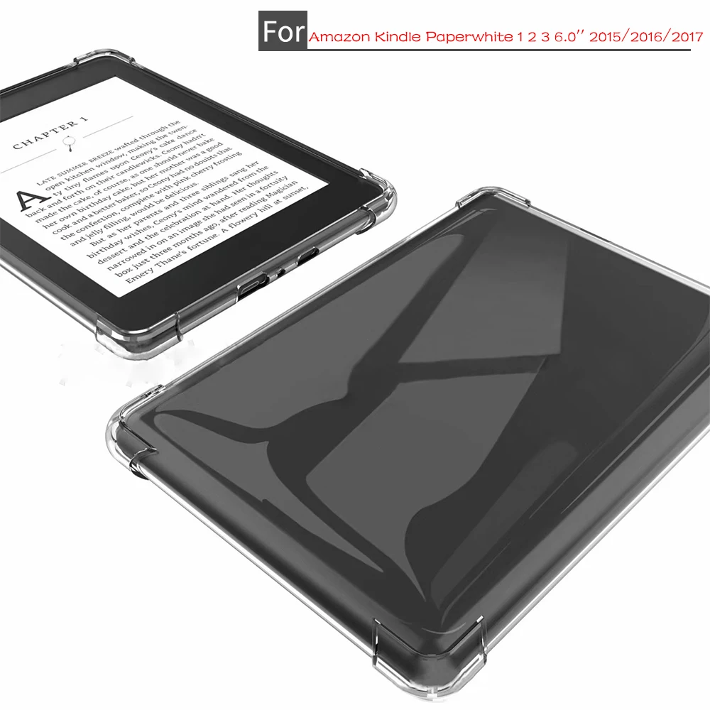 Силиконовый чехол для Amazon Kindle Paperwhite 1 2 3 5th 6th 7th Gen 2015 2016 2017 прозрачный мягкий из ТПУ