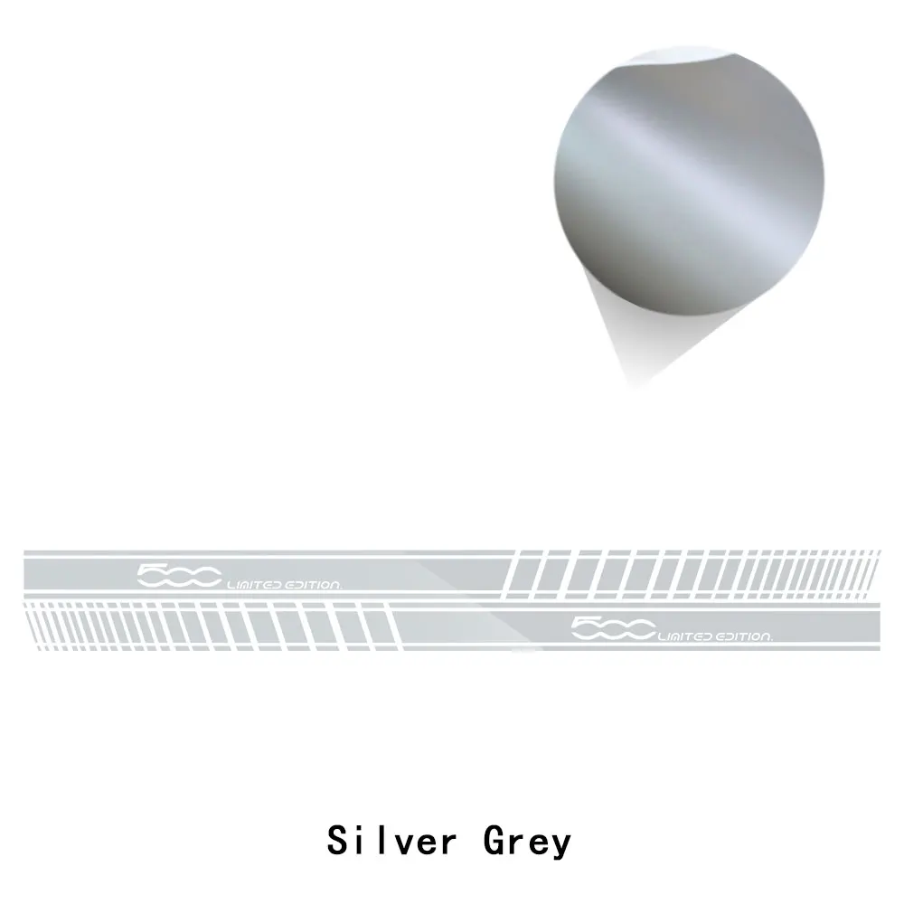 silver grey Автомобильный Стайлинг, наклейка на боковую юбку, ограниченная серия, украшение для тела, гоночная наклейка в полоску для Fiat 500 Bravo Doble Panda Ducato, аксессуары - Название цвета: silver grey