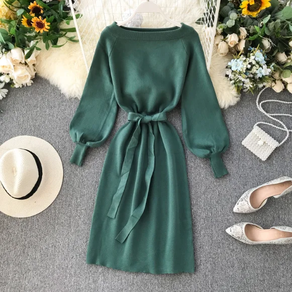 Длинный свитер с рукавами фонариками и низом большого размера трикотажное