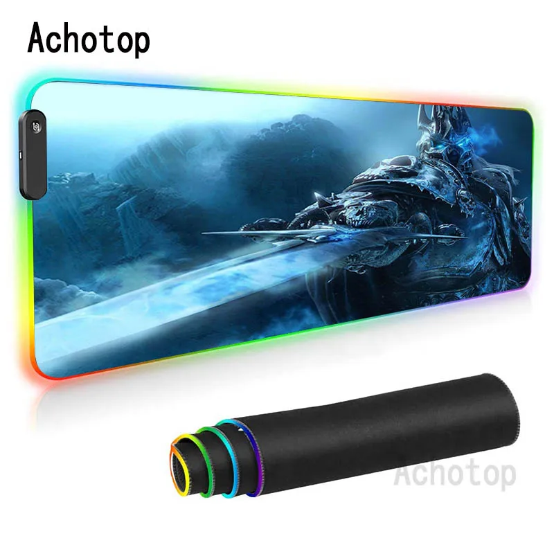 

World Of Warcraft Rgb Computer Mouse Pad Gaming XXL Mouse Mat Gamer Desktop Custom Mat Led Gloway Pc Accessories with Backlight