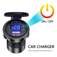 p21 b car motorcycle dual usb charger quick charge qc 3 0 pd usb fast charger socket power outlet adapter with switch