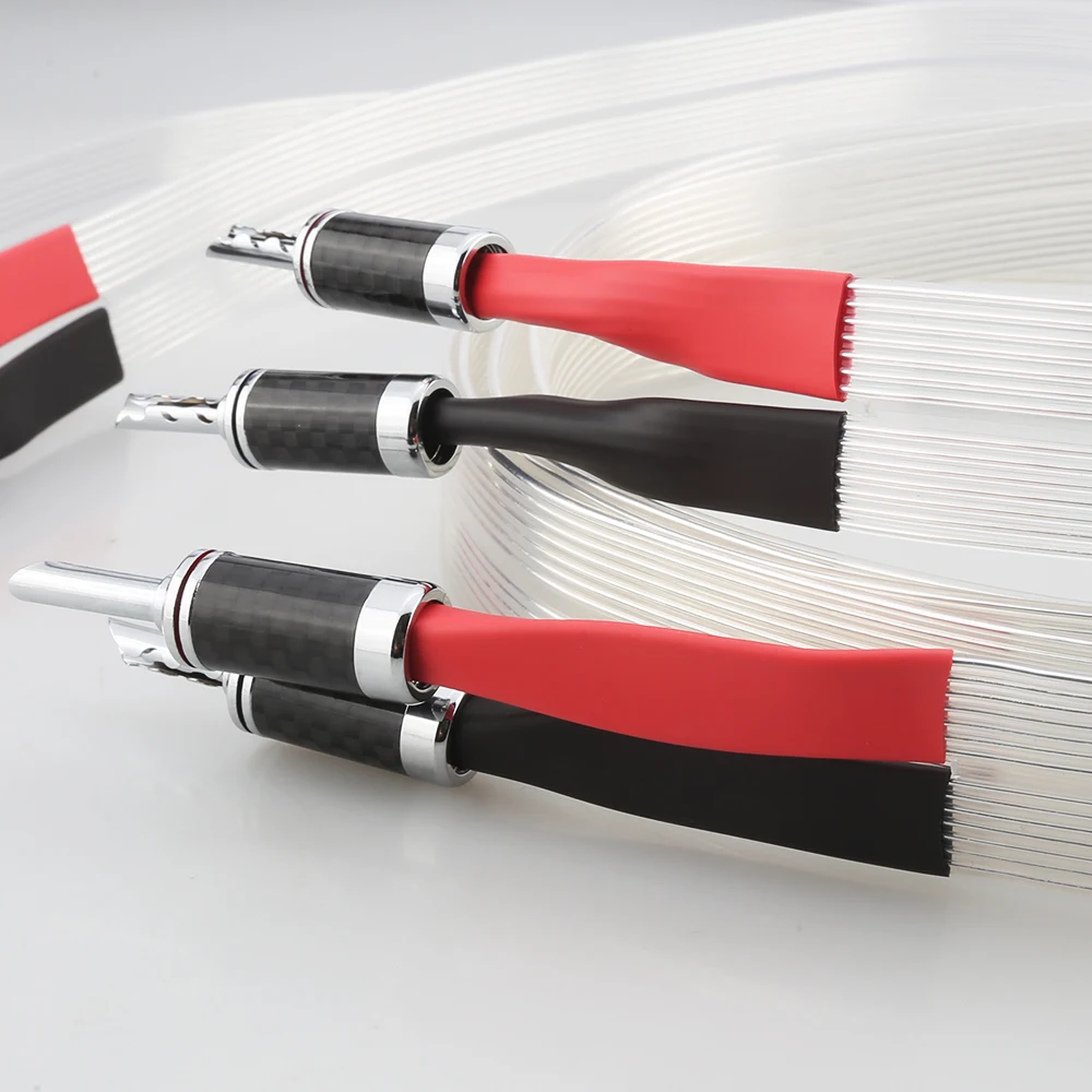 audiocrast pair hifi audio speaker cable occ silver plated speaker wire carbon fiber banana plug free global shipping