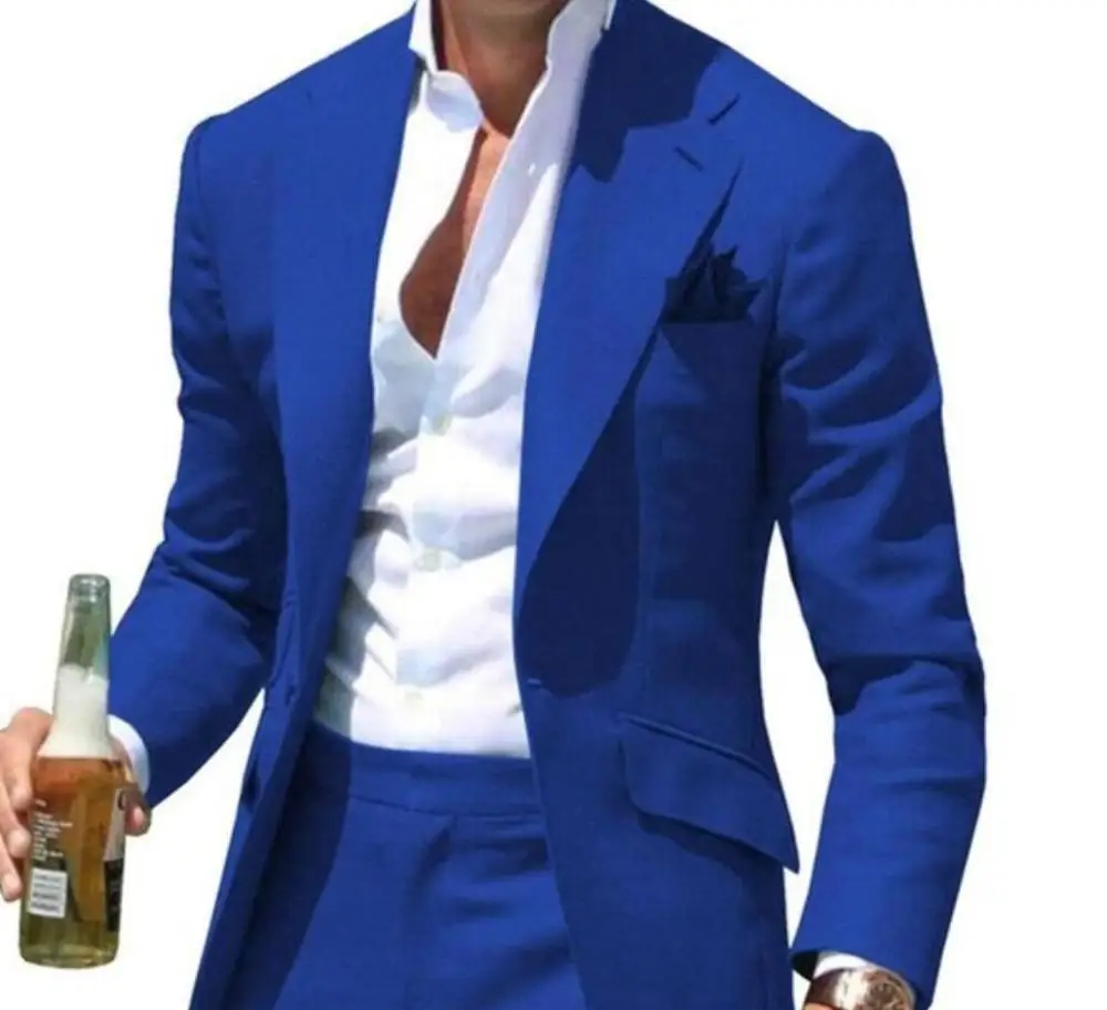 Мужской летний костюм Классический светильник дышащий ярко синий мужской на
