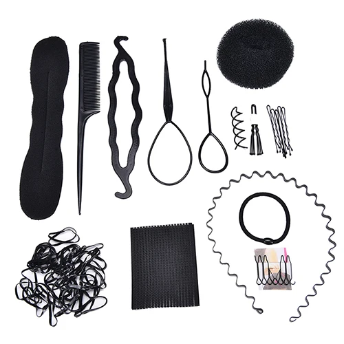 

13pcs/Set DIY Hair Braider Magic Twist Bun Comb Pins Clips Sponge Roller Maker Styler For Girl Women Styling Tools