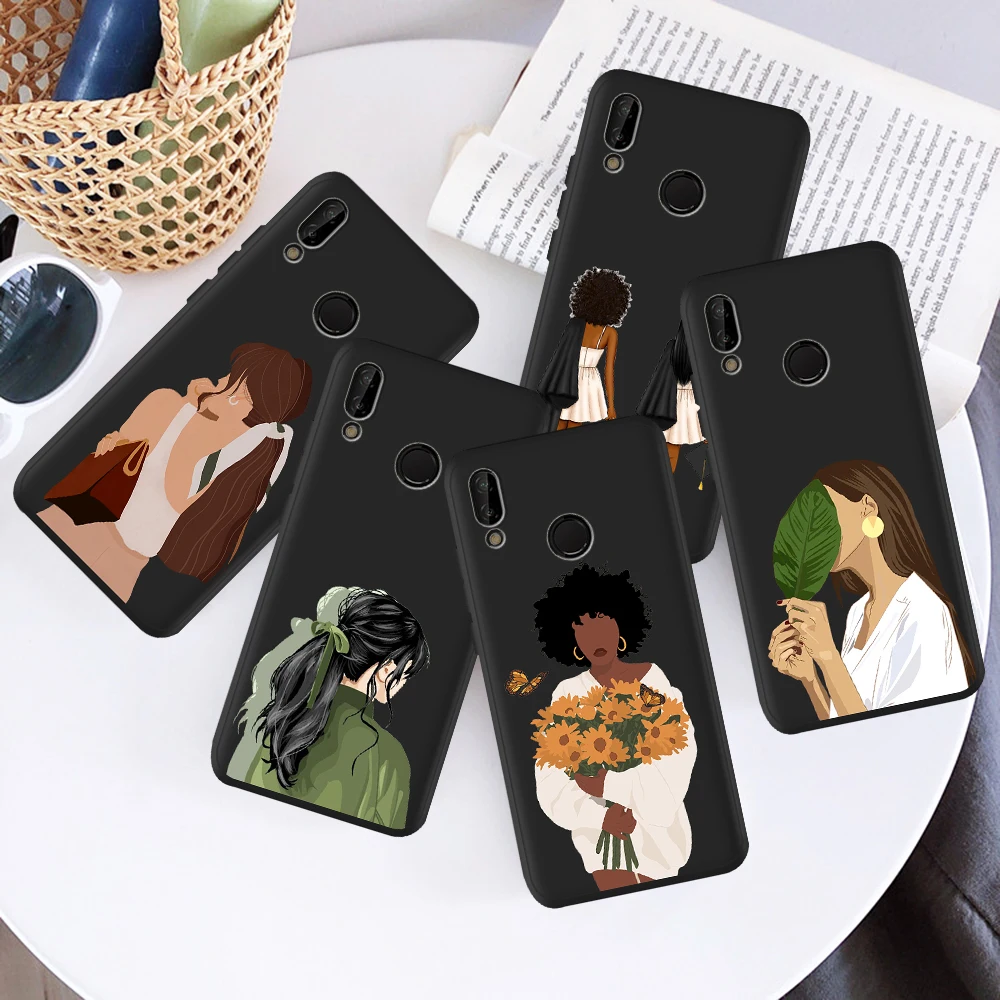 

Fashion Girl African Woman for Huawei P50 P40 P30 P20 P10 P8 Lite 2017 Mate 30 20 10 Lite Pro Phone Case Coque Funda Cover Etui