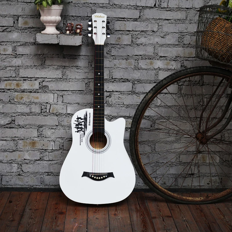 Белая гитара 38 дюймов липа для начинающих дома школы унисекс 2019 Новые Бесплатные