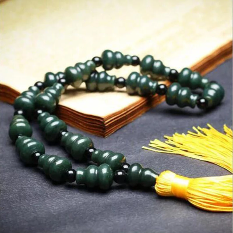 

Natural Hetian Qingyu Gourd Bracelet Jewelry Lucky Exorcise evil spirits Safety Auspicious Amulet Fine Jewelry Jade Bracelet