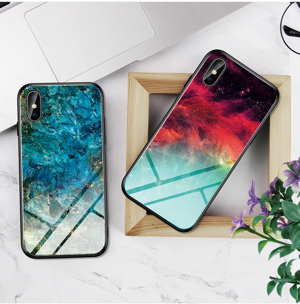 Чехол Heyytle из закаленного стекла с градиентом для iPhone 7, 8 Plus, 6, 6 s, чехол с изображением звездного неба, для iPhone X, XS, XR, 11 Pro, Max, чехол с рисунком