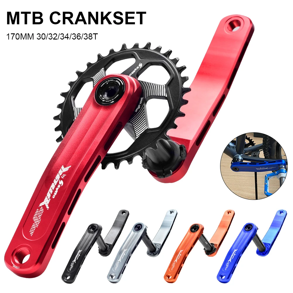 

Bicycle Crankset Single 170mm Cranks 30/32/34/36/38T Sprocket With Bottom Bracket Mountain Bicycle Crankset For Shimano SRAM