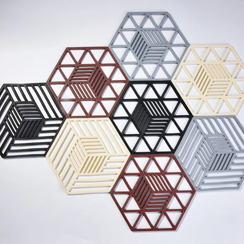 

4pcs Silicone Tableware Geometric Non-slip Kitchen Placemat Coaster Insulation Pad Dish Coffee Cup Table Mat Home Decor 51095