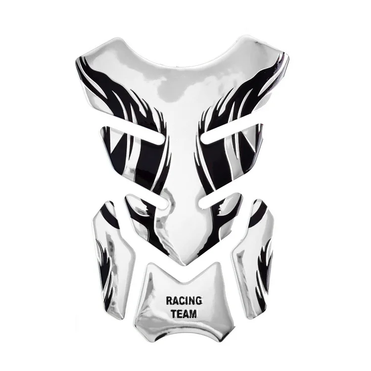 Silver 3D наклейки Tank Pad для Yamaha Fishbone масляный газовый бак Pad Наклейка защитная крышка Украшение пламя Мотоцикл декоративные - Цвет: Silver