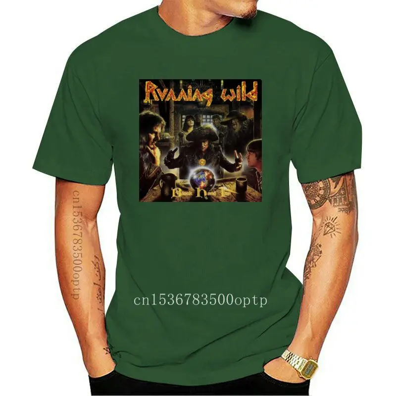 New 2021 Running Wild Black Hand Inn Album Cover Men's Black T-Shirt Size S-3XL Cotton Tee Shirt Custom Print