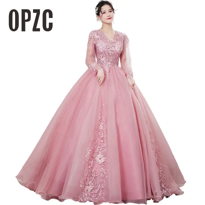 Женское винтажное бальное платье желтое из органзы с V-образным вырезом и