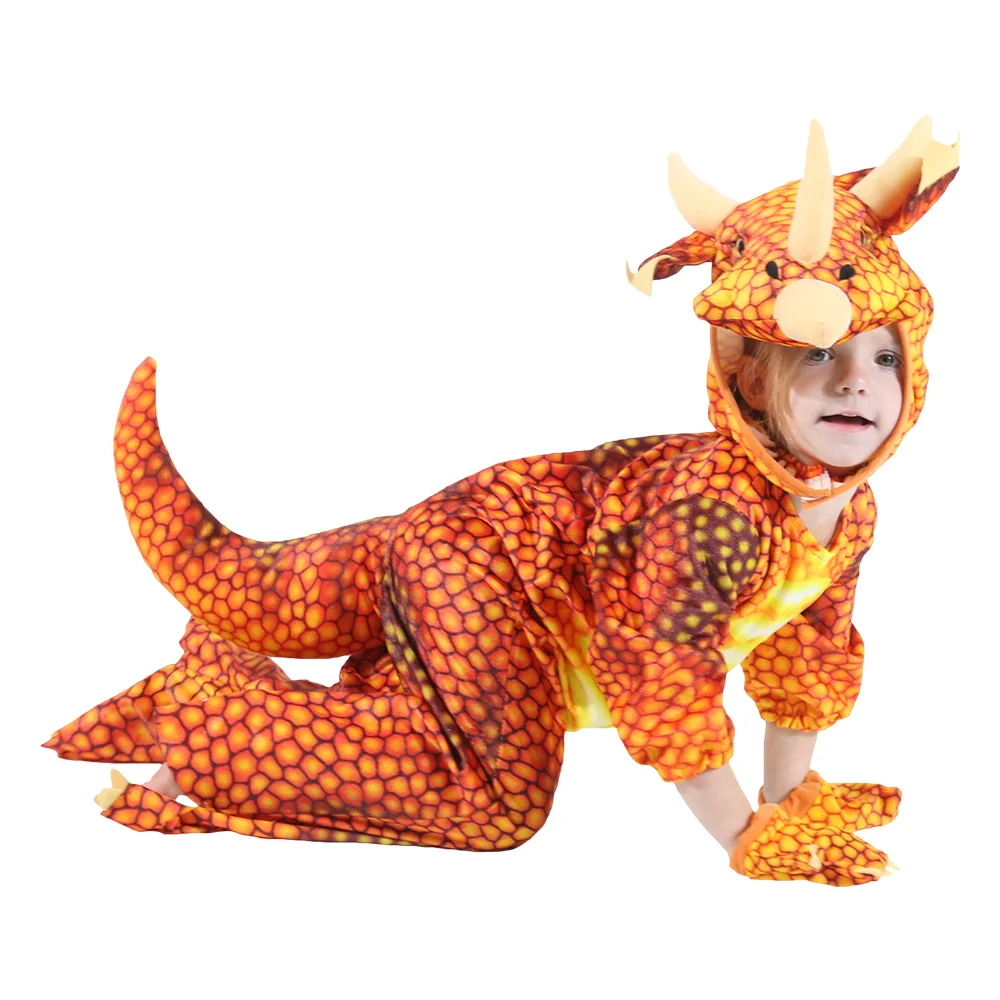 Новый детский костюм для мальчиков яркий Рождественский T Rex смешные костюмы на