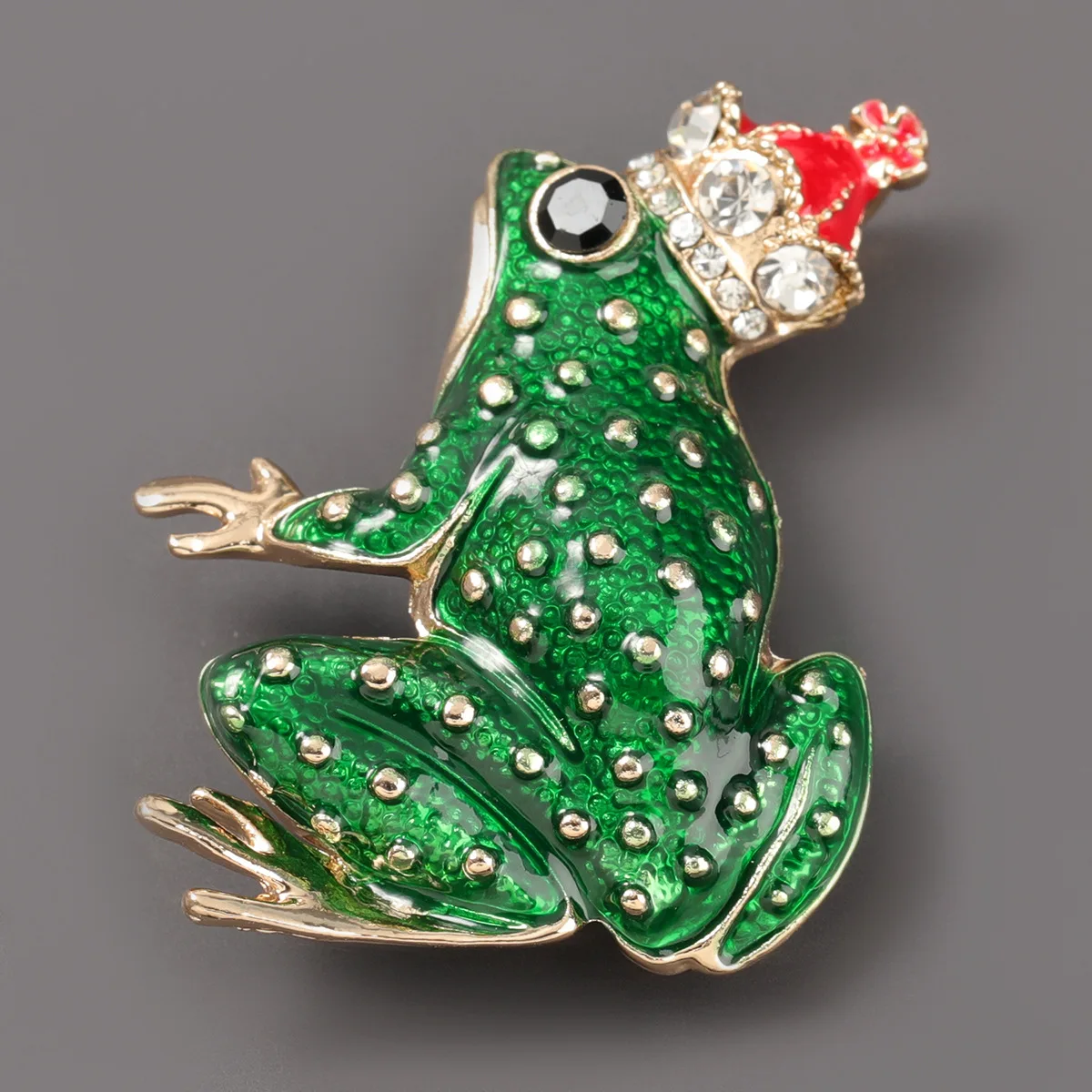 CINDY XIANG New Green Enamel Frog Rhinestones Brooches for Women Alloy Crown Animal Lapel Pins Fashion Jewelry Gifts Accessories | Украшения
