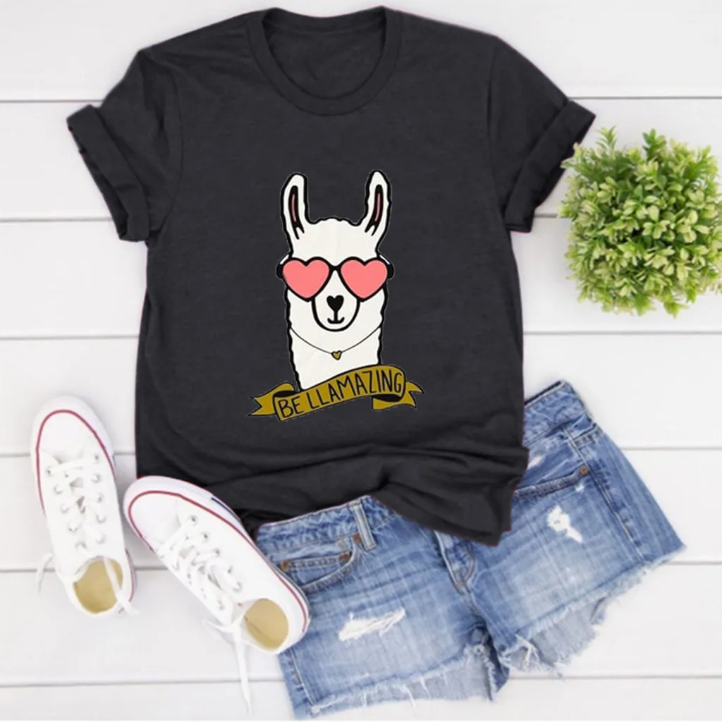 Cartoon Printed T Shirt Women Casual Loose O-neck Short Sleeved T-shirt Tops Clothes Camiseta Mujer Tshirt Haut Femme | Женская одежда