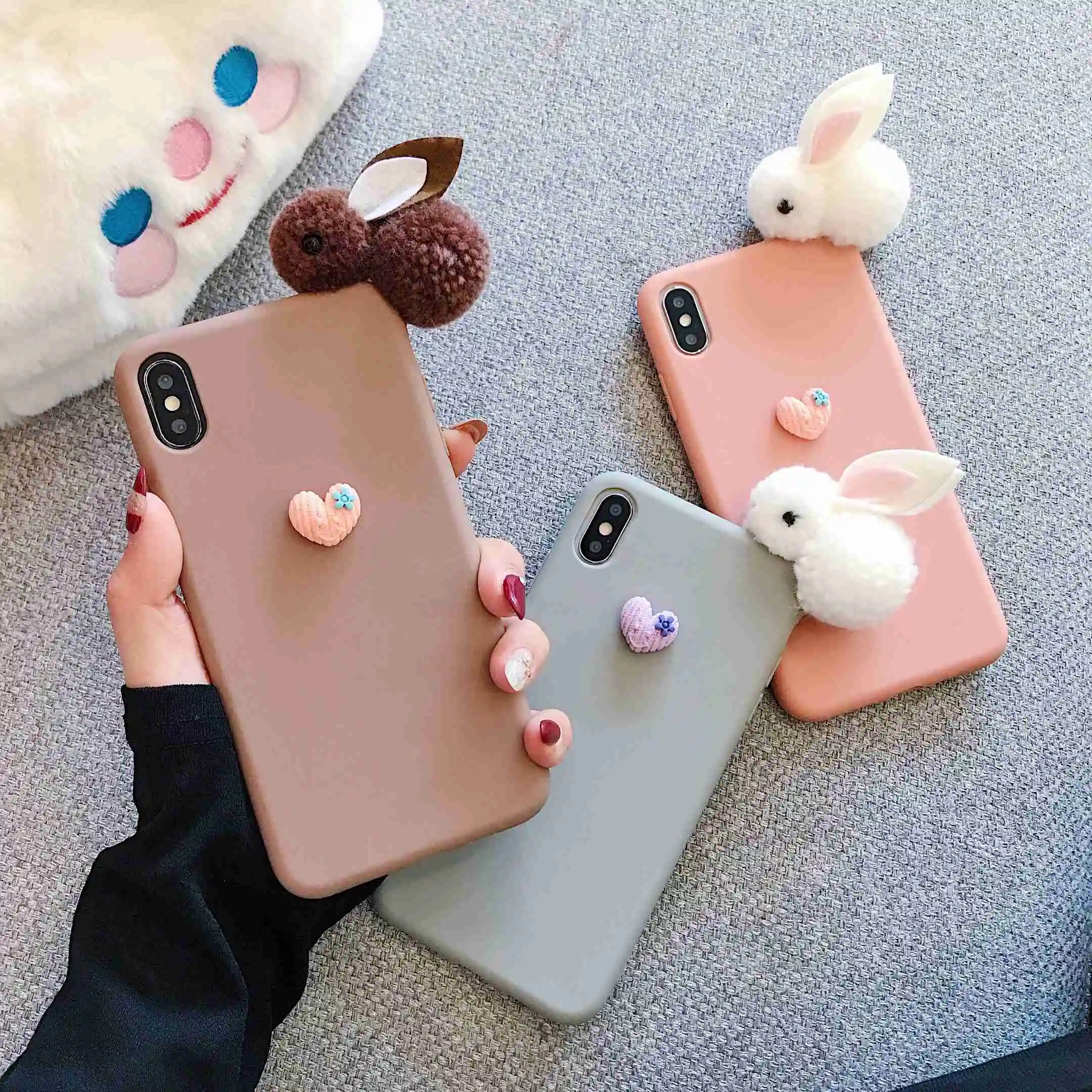 2020 новые чехлы для Vivo Y81i Y81 V9 Z3X Y93 Y95 Y91 Y97 X20 Plus милый 3D Кролик Сердце Твердый чехол