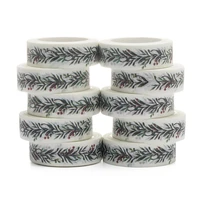 new 10pcslot 15mm x 10m christmas wreath vector flower leave floral watercolor tape scrapbook paper masking adhesive washi tape