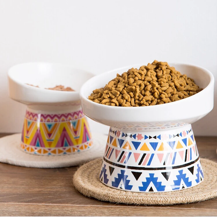 

2 Sizes Non-slip Ceramic Cat Bowl with Mat Cervical Protect Pet Food Drinking Bowls Ceramic Bowl Feeders for Dog Pet Supplies