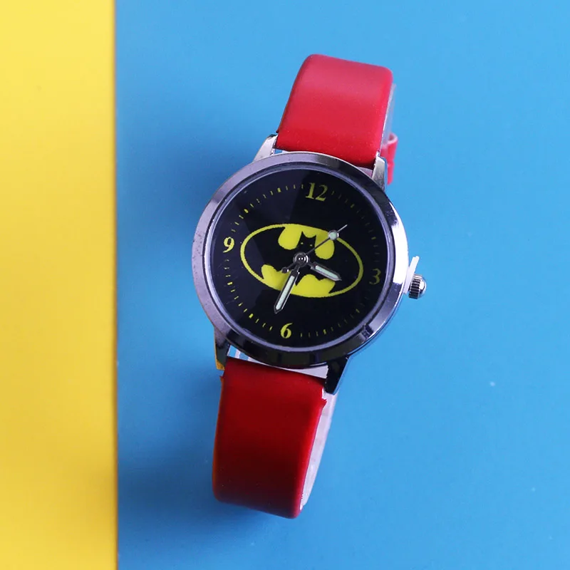 

New Super Hero Leather Children Watches For Boys Cartoon Kids Watch Wristwatch Quartz relogio infantil Montre Enfant
