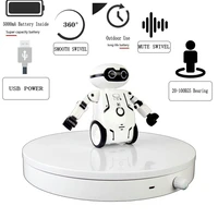 hq usb power chargeable 5000ma battery inside 15 72 hours indurance knob control electric rotating turntable display stand base