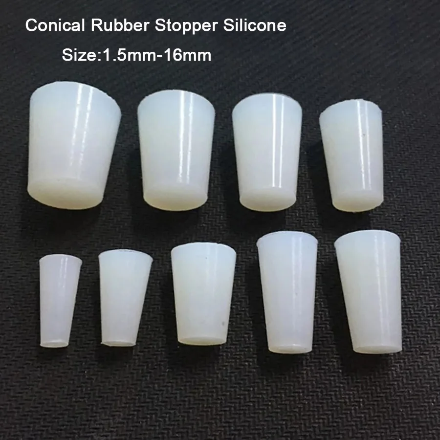 

10Pcs Clear / Black Silicone Tapered Plug Seal End Cover Caps Solid Conical Rubber Stopper Blanking Plugs 1.5-16mm