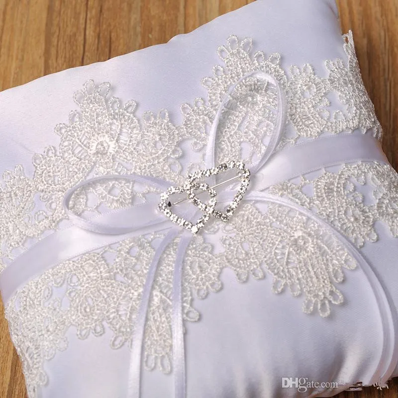 Элегантное белое кружевное свадебное кольцо Подушка с сердечками украшение