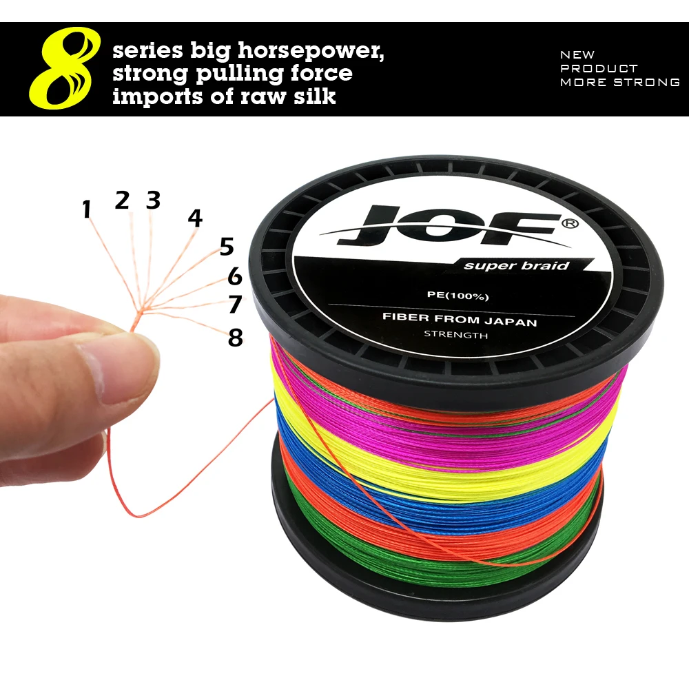 

JOF 9 Colors Fishing Line 8 Strands Carp Fishing Cord 1000m 100% PE Pesca Braided Line Wire Peche Strong 22-88LB Fishing 2019