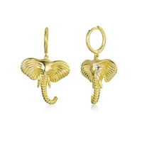 925 sterling silver ear buckle elephant huggie hoop earrings for women cute animal dangle drop pendant fashion jewelry