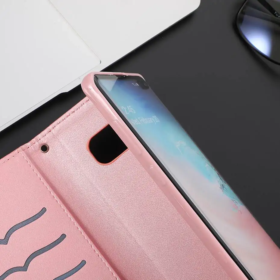 Кожаный чехол с откидной крышкой для samsung Galaxy S10 E S9 J4 J6 A7 A6 плюс A10 A20 E A30 A40 A50 A70 милый кошелек с котами чехол для телефона