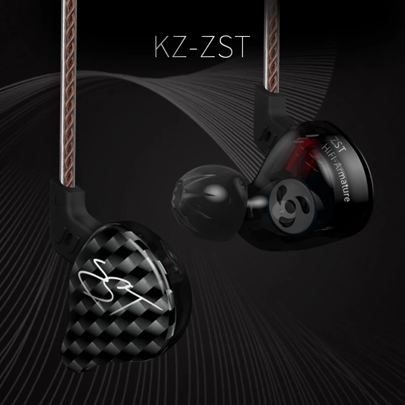 Цветные Внутриканальные наушники AK KZ ZST гибридные Hi-Fi наушники-вкладыши с басами