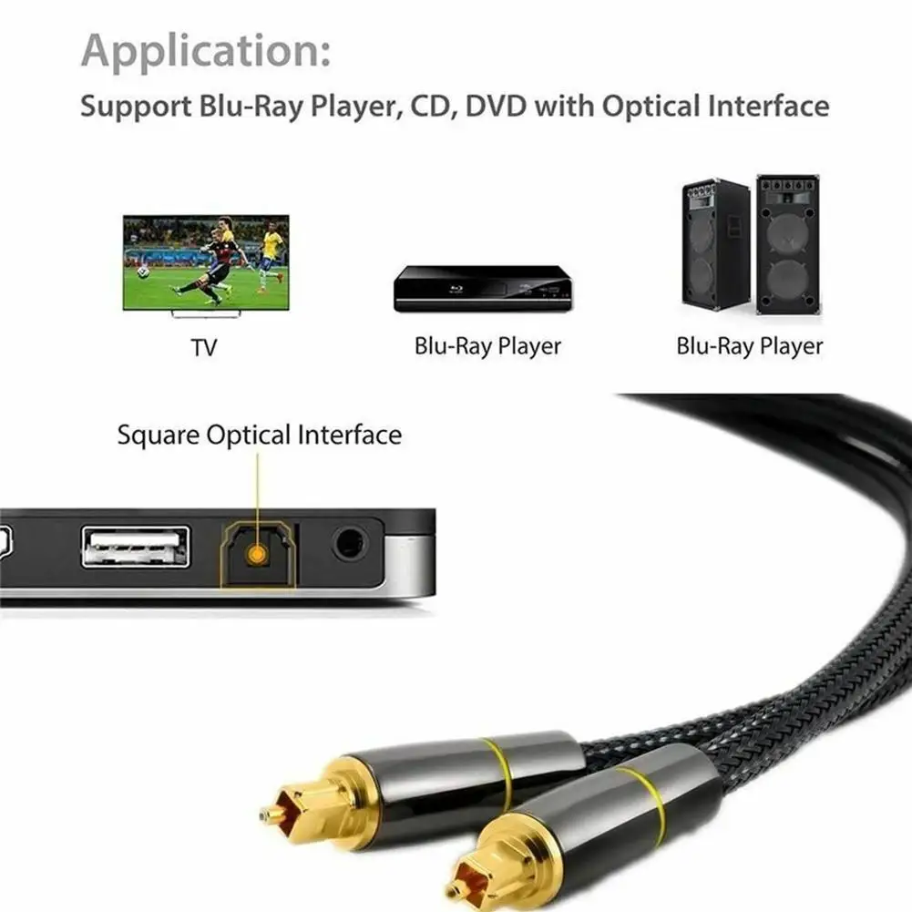

Digital Optical Audio Cable SPDIF Fiber Toslink Speaker Soundbar Blu-ray 360 Player ps4 ps5 For tv Amplifiers Wire box E9J8