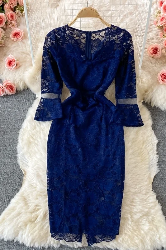 

2021 Summer French V-neck Light Luxury Lace Dress Women Elegant Evening Party Dress Ladies Night Banquet Long Dress