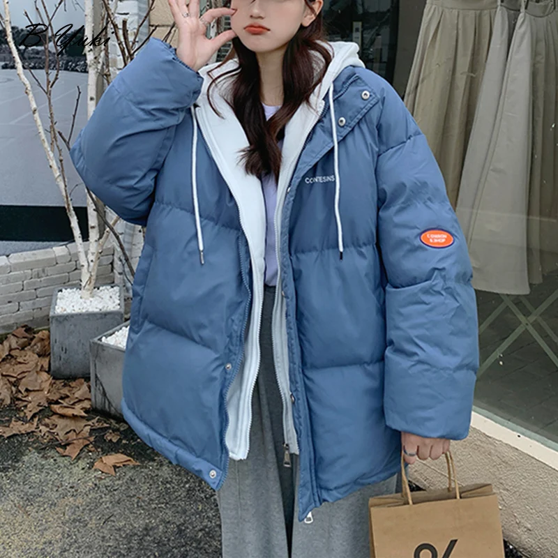 Теплая зимняя женская куртка с капюшоном и хлопковой подкладкой | Женская одежда