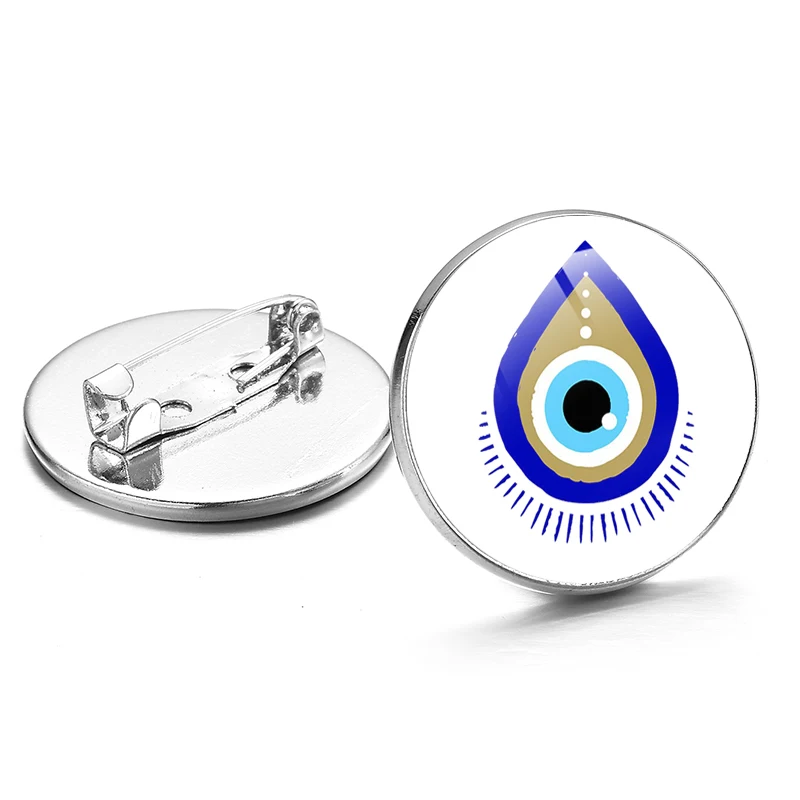 Винтажная брошь с изображением турецкого сглаза стеклянная круглая роскошная