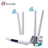 tianjie 4g lte wifi router 300mbps wireless broadand 3g wi fi mobile hotspots cpe with sim slot 4lan ports 32 users