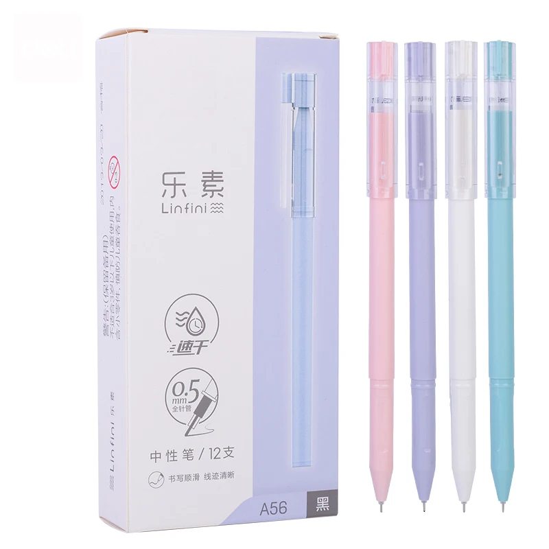 

12 Pcs/set full needle tube gel pen 0.5mm black quick-drying children's student office writing tools school supplies