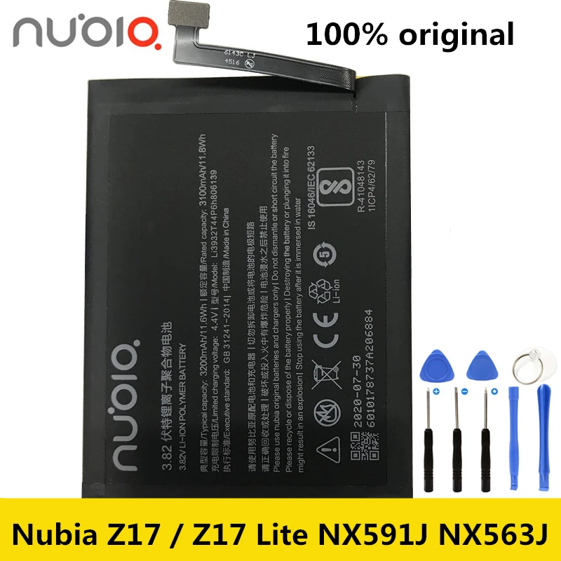 new original 3200mah li3932t44p6h806139 battery for zte nubia z17 z17lite lite nx591j nx563j mobile phone batteries free global shipping