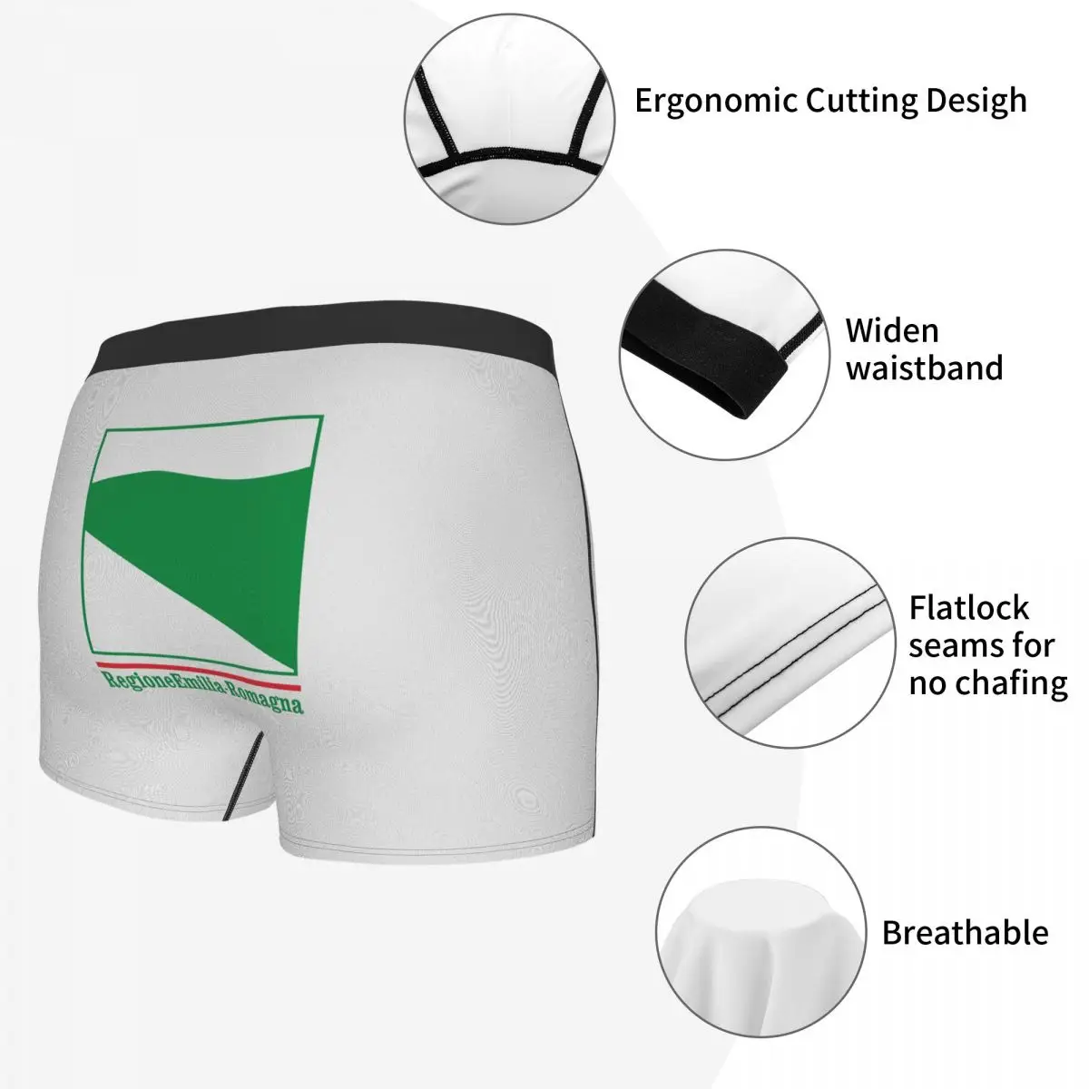 Fictional Emilia-Romagna Flag Men's Boxer Briefs regions of Italy Humor Graphic elastic pants for men
