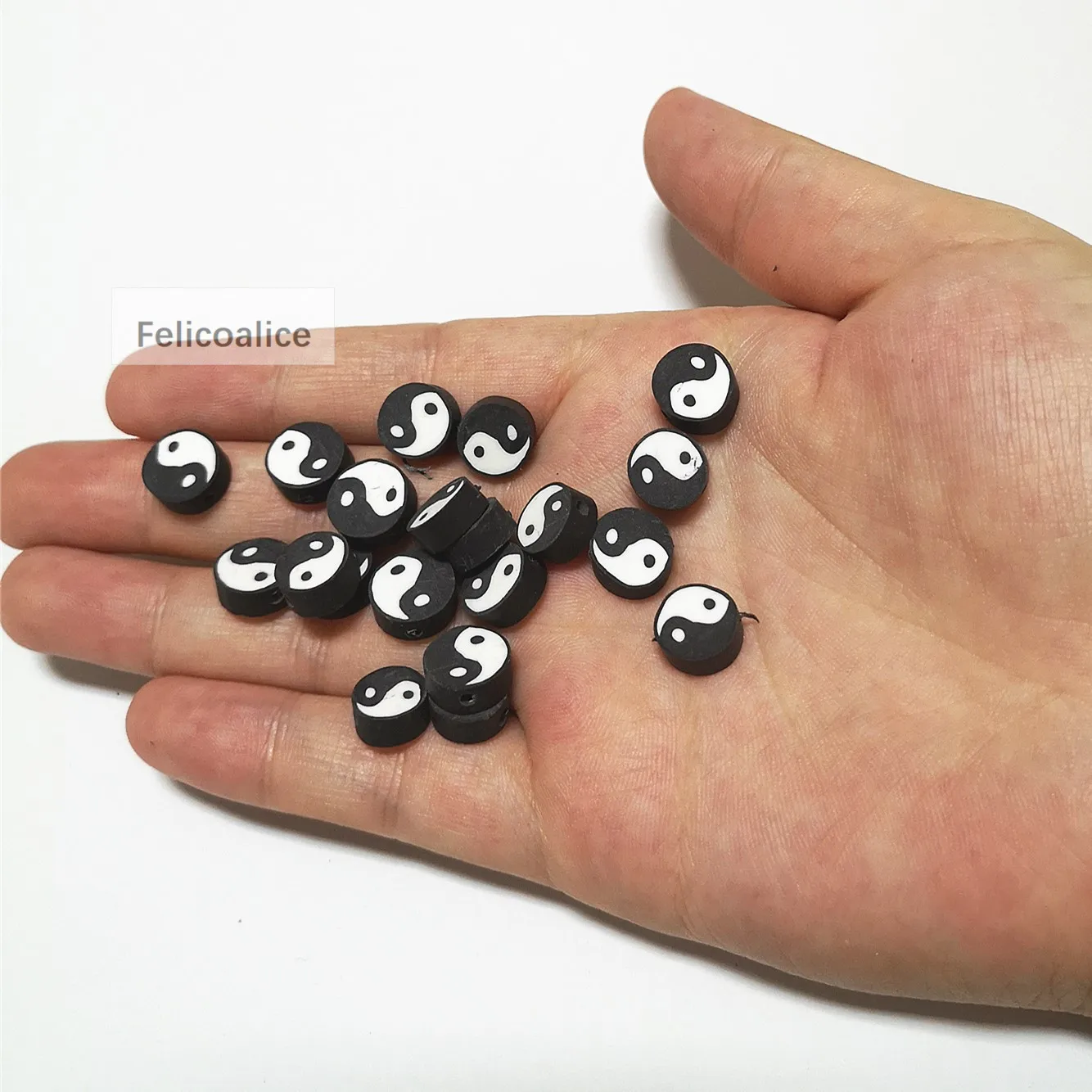 

20pcs 10mm Polymer Clay Tai Chi Round Shape Spacer Beads For Jewelry Making DIY Handmade Charm Bracelet Necklace